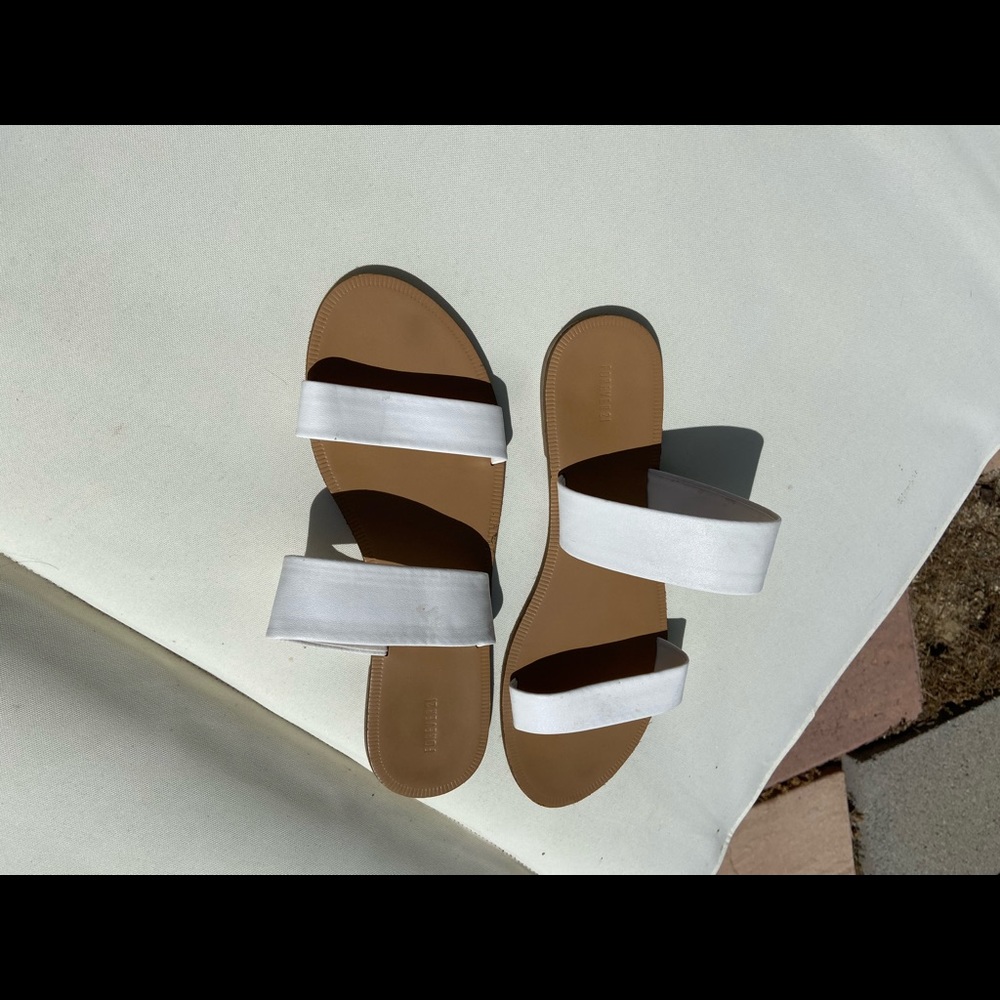 White and camel sandals. Worn once